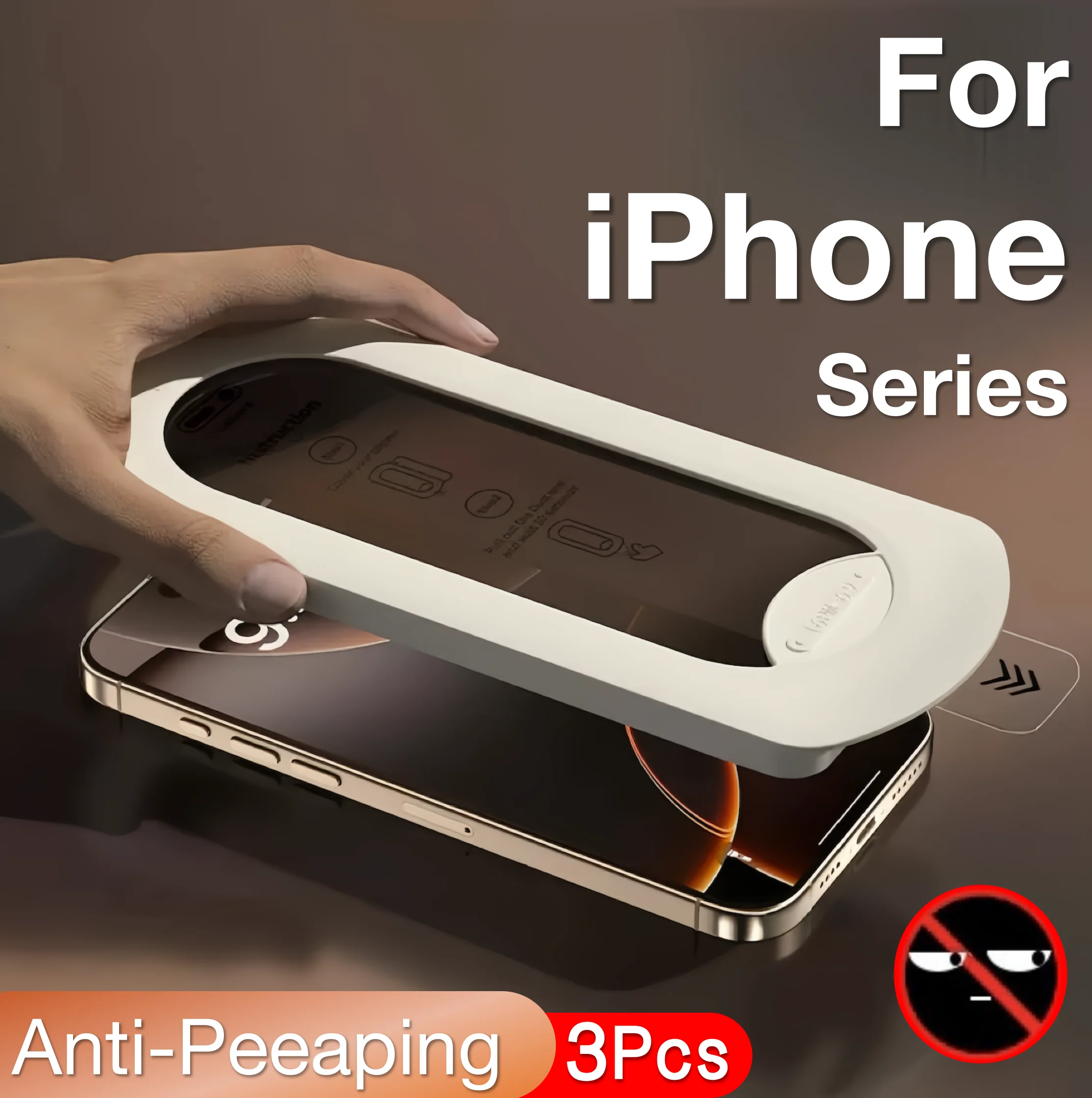 3 uds para Apple iPhone 16 15 14 13 12 11 Pro Max Plus Xs Xr 16e Protector de pantalla de vidrio templado evitando accesorios de mirilla