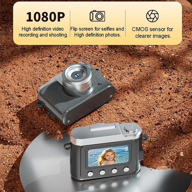 Grabadora de vídeo de bolsillo con cámara Digital Retro de 1080P con pantalla IPS de 1,47 pulgadas, luz de Flash LED, Mini videocámaras Retro para fotografía - imagen 4