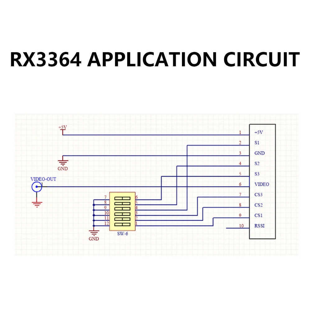 RX3364 FPV Image Transmission Module Without RSSI 3.3G Wireless Audio Video Receiver with Broadband Reception 3060-3500MHz - imagen 3