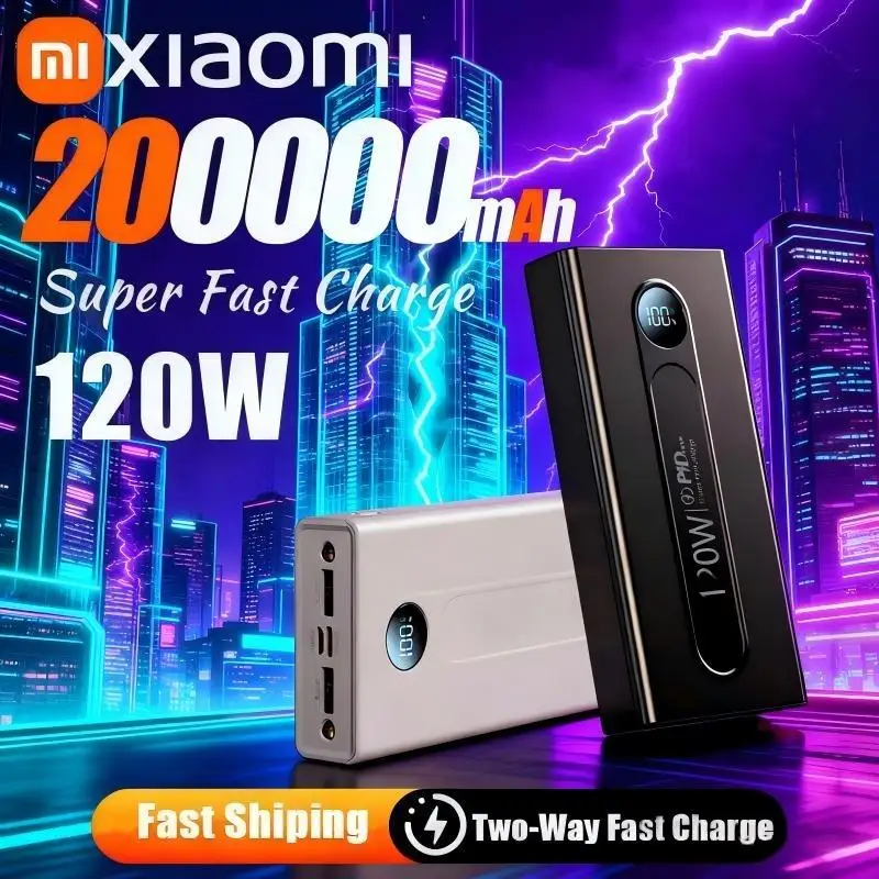 Xiaomi 200000 mAh PowerBank de alta capacidad pantalla Digital LED PowerBank 120W batería de carga súper rápida para IPhone Samsung Huawei