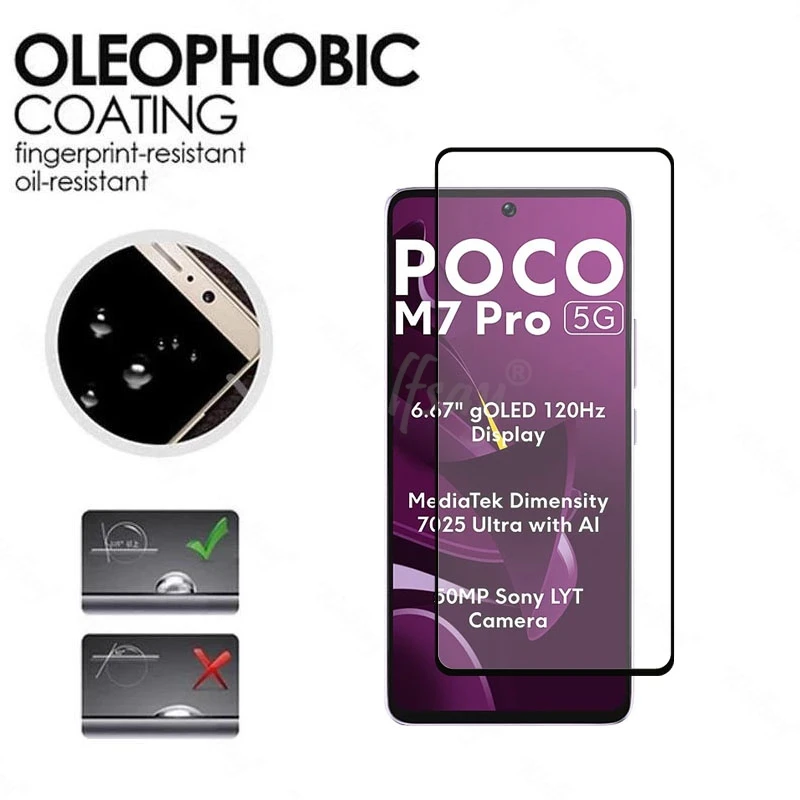 6 en 1 para Xiaomi POCO M7 Pro vidrio templado POCO M7 Pro 5G Protector de pantalla de vidrio película de cámara POCO M7 Pro película templada - imagen 2