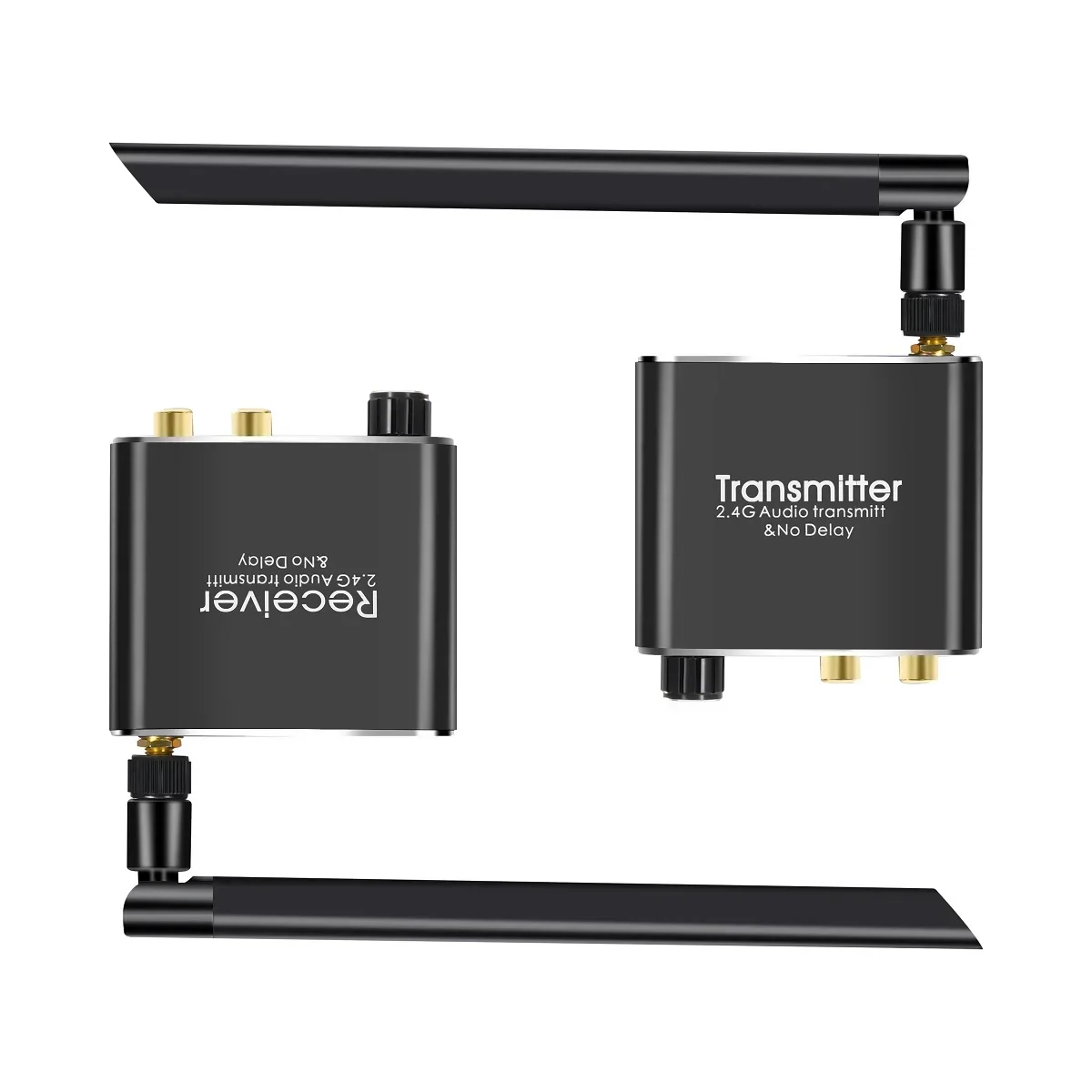 Transmisor y receptor de Audio Wifi inalámbrico, 50M, 2,4G, extensor de Audio inalámbrico de 5,8G, sistema de sonido RCA R/L de 3,5mm, Control de volumen - imagen 2