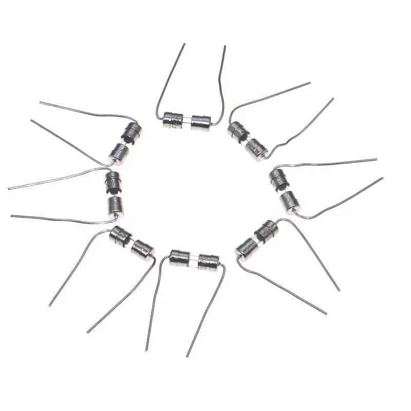 Fusible de vidrio lento Axial con doble tapa de hierro, kit mixto de alambre de plomo, 100 piezas, 10 valores, 3,6x10mm, 250V, 0,5a, 1A, 2A, 3A, 3,15a, 4A, 5A, 6,3a, 8A10A - imagen 2