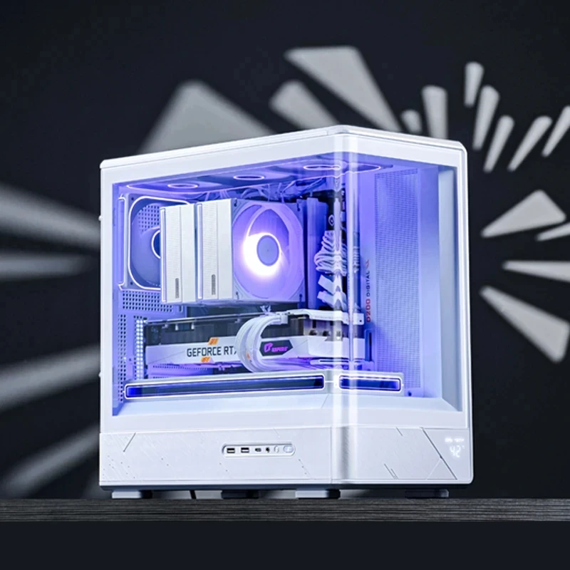 Caja JONSBO D200 MATX (vista marítima curvada sin columna/refrigeración por agua 240/fuente de alimentación ATX/pantalla digital/tipo C Gen2 10 Gbps+) - imagen 5