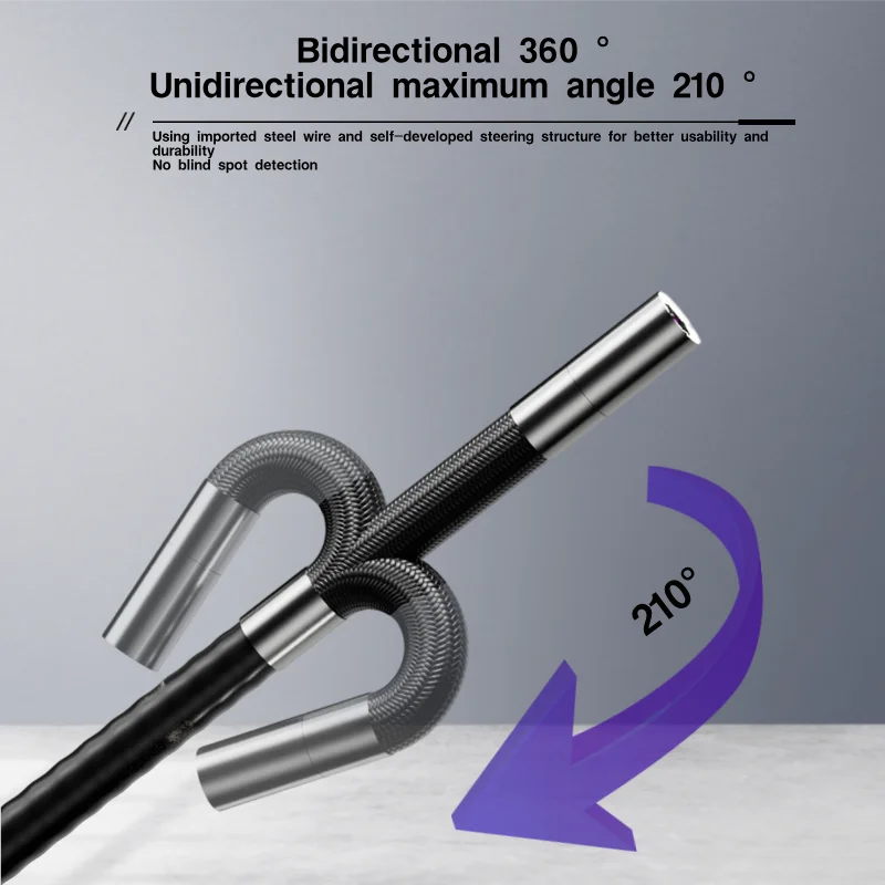 Endoscopio industrial de boroscopio articulado bidireccional con cabezal de cámara articulado de 6,2 mm para soporte automotriz IOS Android - imagen 3