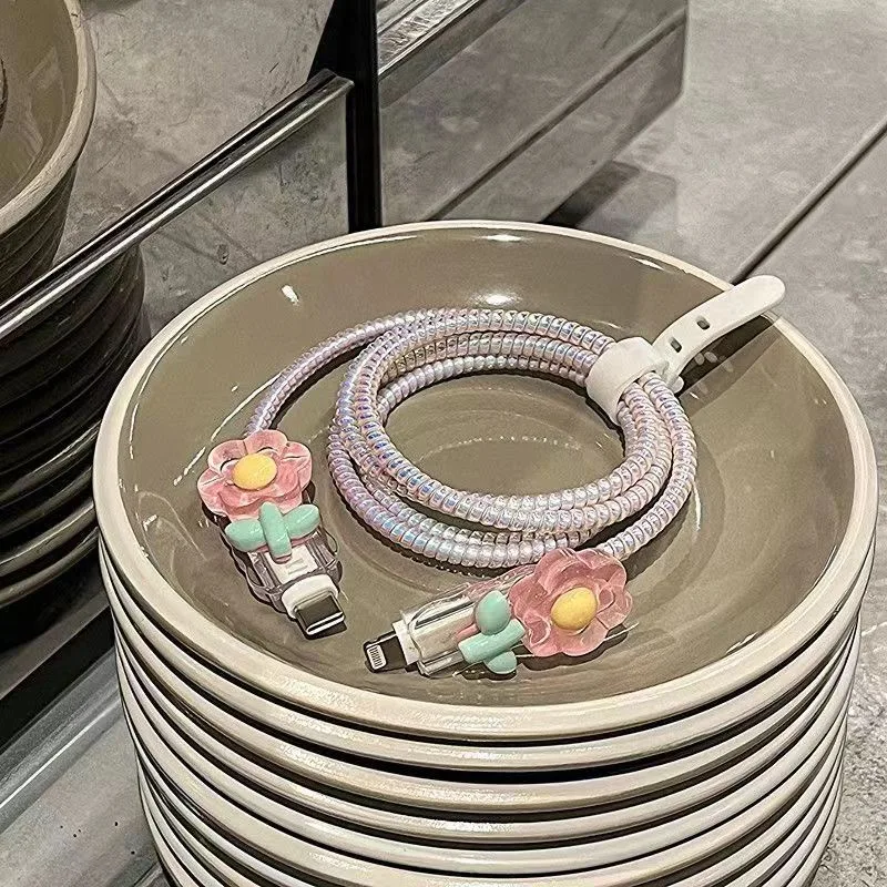 Funda protectora de Cable de cargador de Iphone para iPhone 15, 14, 13 Pro Max, 18W, 20W, funda para cabezal de cargador de UE y EE. UU., protección enrolladora de Cable - imagen 4