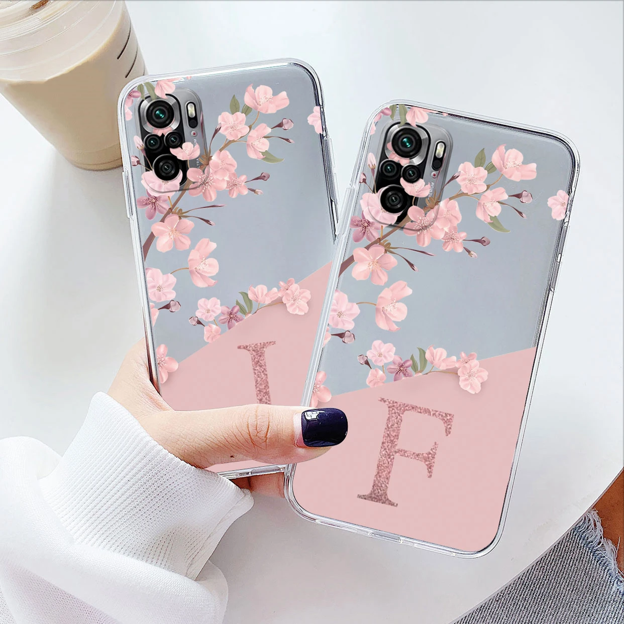 Para Poco M5S PocoM5S funda de teléfono flor alfabeto letra cubierta suave silicona transparente parachoques pareja Fundas para Poco M5S Shell - imagen 2