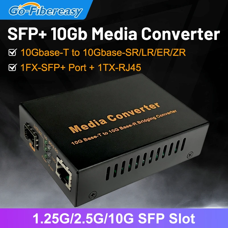 Convertidor de medios SFP, módulo de fibra Ethernet, 10Gb, 1FX, SFP + a 1TX, UTP, RJ45, 10km,20km,40km,80km, LC, 10GBase-FX, SFP
