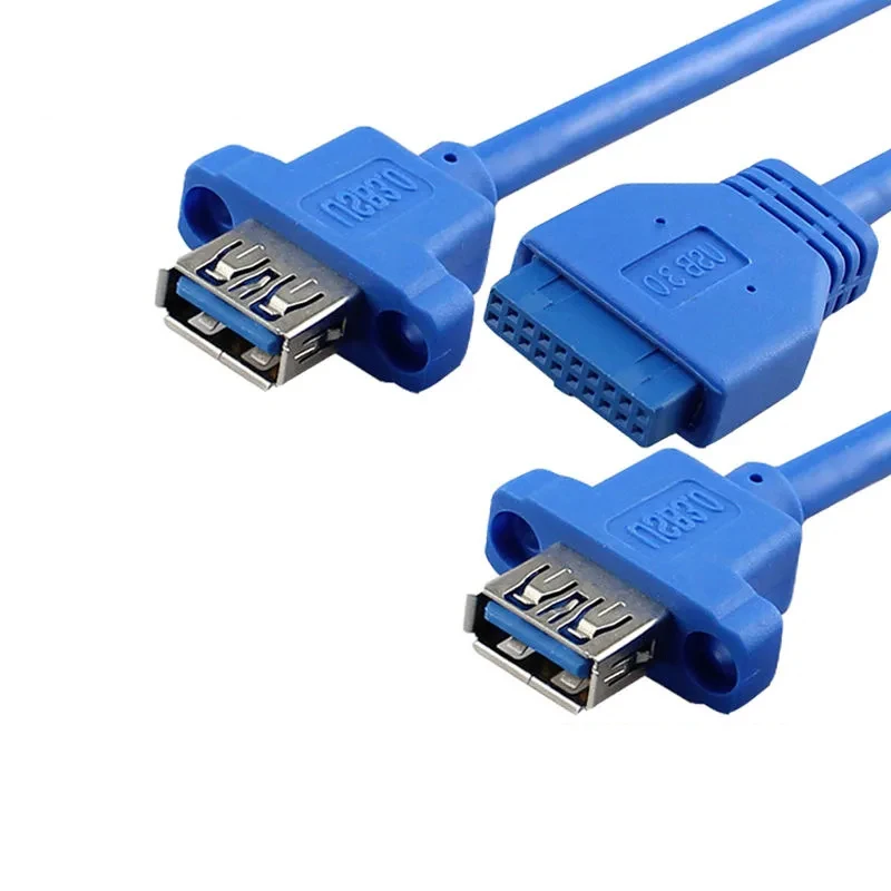 Cable de Panel frontal USB 3,0, deflector de placa base, adaptador de 19 pines a 2 puertos, carcasa de escritorio, cable frontal USB 3,0, 0,3 m, 0,5 m, 0,8 M - imagen 2