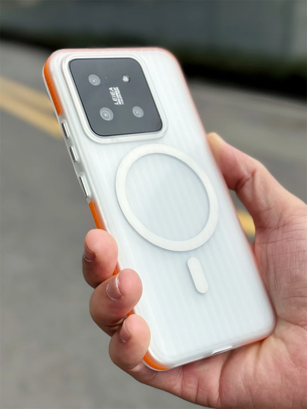 Patrón corrugado para Magsafe, funda de carga inalámbrica magnética para Xiaomi Mi 14 Pro Ultra 13, parachoques antideslizante, cubierta dura mate para PC - imagen 3