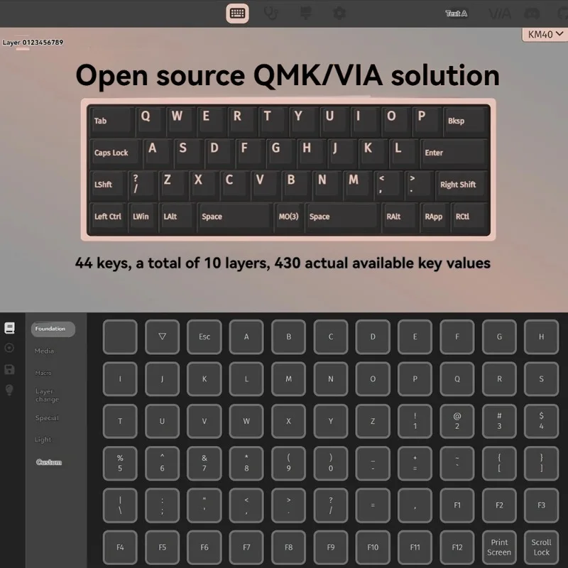 Teclado inalámbrico KM40, diseño 40%, personalizado, intercambiable en caliente, Bluetooth, triodo, junta tórica, teclados mecánicos de aluminio para juegos y oficina - imagen 5