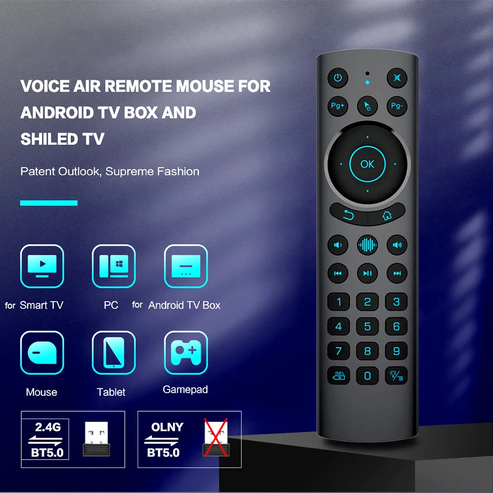 MRSVI G20S PRO BT Control remoto, voz inalámbrica 2,4G y Bluetooth retroiluminado Air remoto ratón IR aprendizaje para PC, Android Smart TV Box - imagen 4