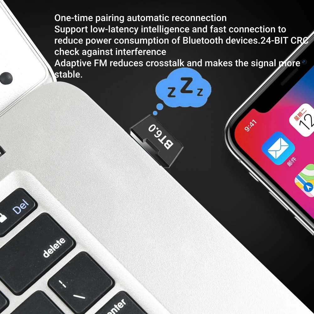 Adaptador Dongle USB Bluetooth 6,0 5,3 para altavoz de PC, ratón inalámbrico, teclado, receptor de Audio y música, transmisor sin unidad - imagen 4