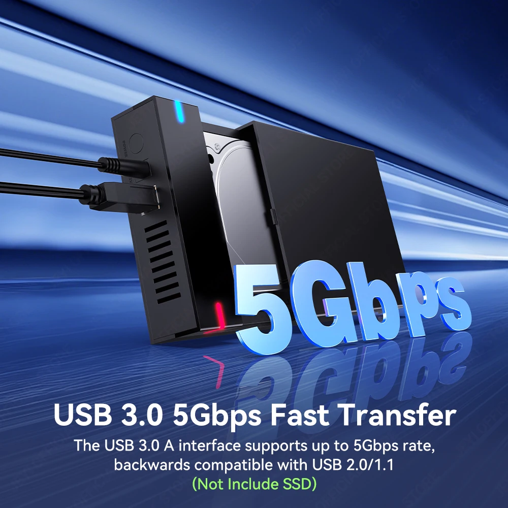 Herramienta JEYI: convertidor de carcasa de HDD SATA de menos de 2,5/3,5 pulgadas con suspensión automática inteligente, tasa de transferencia USB 3,0 de 5 Gbps para SSD SATA - imagen 2