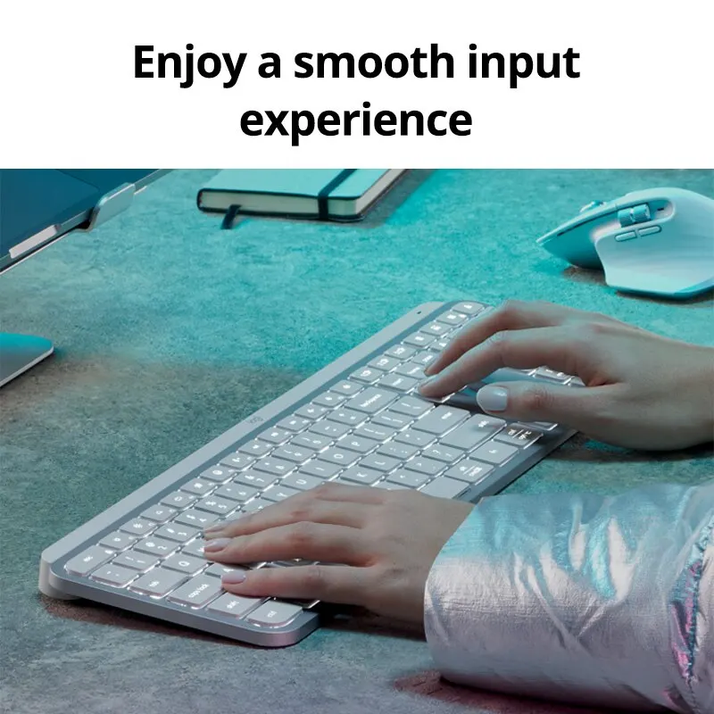 Logitech-teclado inalámbrico con Bluetooth para oficina, teclado con conexión multidispositivo, Perno retroiluminado, ultrafino y portátil, MX Keys S, nuevo - imagen 3