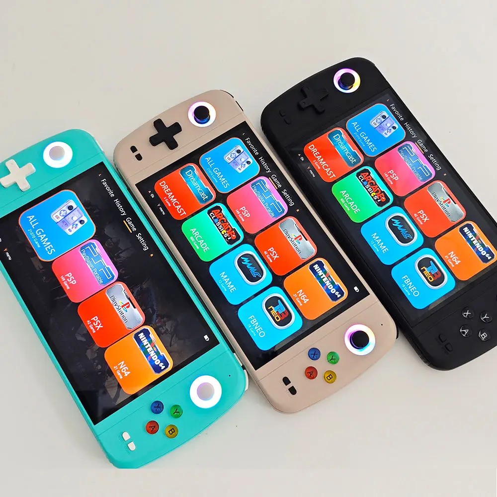 Consola de juegos portátil M27, sistema EmuELEC 4,3, reproductor de juegos con pantalla grande y transparente de 7 pulgadas, consola de videojuegos clásica Retro con más de 20000 juegos - imagen 3