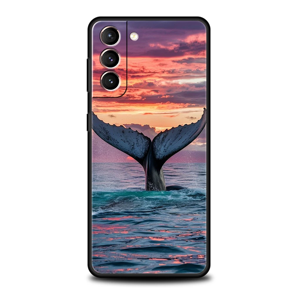 Funda de teléfono con diseño de tiburón y ballena oceánica para Samsung Galaxy S25 S24 S23 S22 Ultra S20 S21 FE 5G S10 S9 Plus S10E, funda suave de TPU - imagen 3
