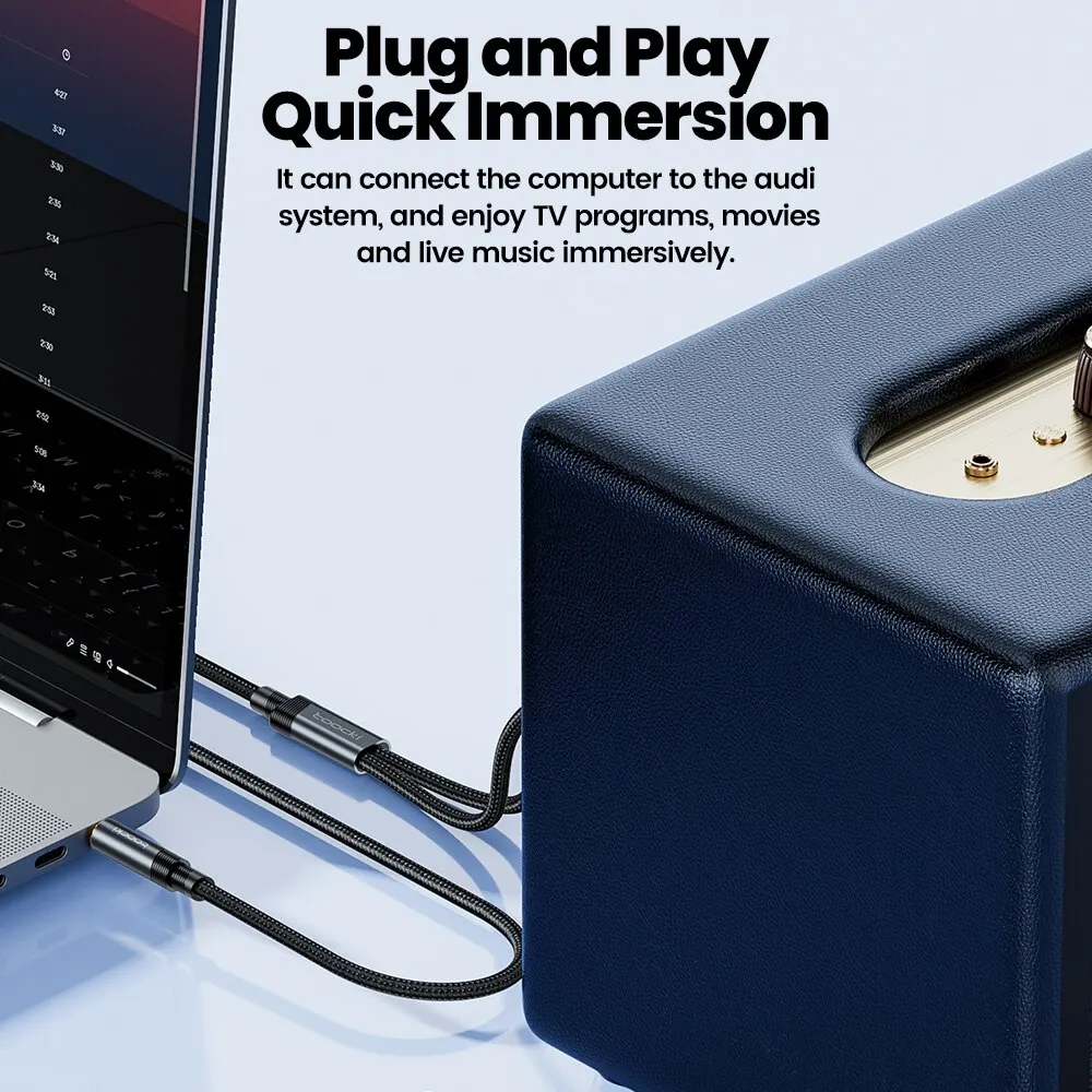 Toocki Cable RCA conector de 3,5mm a 2 RCA Cable de Audio auxiliar 3,5mm a 2RCA adaptador macho divisor para TV Box Apple TV Cable de altavoz - imagen 2