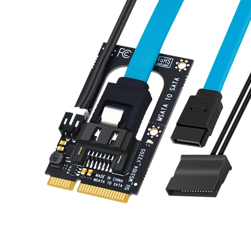 Adaptador de placa elevadora mSATA a SATA con extensión SATA3.0 de 7 pines, Cable de fuente de alimentación de 5V, convertidor Mini SATA a SATA para SSD HDD de 2,5" - imagen 4