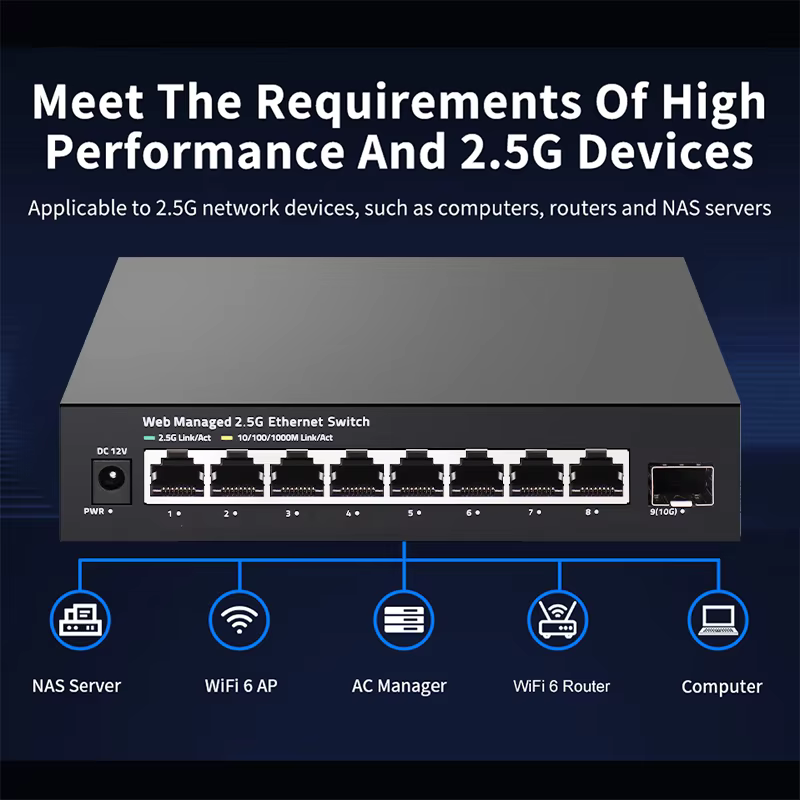 ONTi Conmutador gestionado 2,5 GbE 8 puertos con SFP+ 10G gestión Web - imagen 3