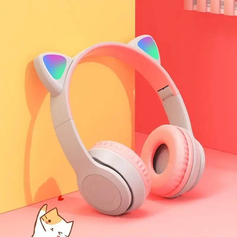 Auriculares inalámbricos P47 con orejas de gato y micrófono, cascos de graves estéreo con Bluetooth, regalo para niños y niñas, auriculares para PC y teléfono - imagen 2