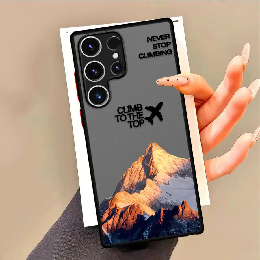 Funda de teléfono para Samsung Galaxy S21 S23 S24 Ultra S10 + S21 5G S9 Plus S20 FE S22 Plus S25 Ultra Black Edge Shell montañismo - imagen 3