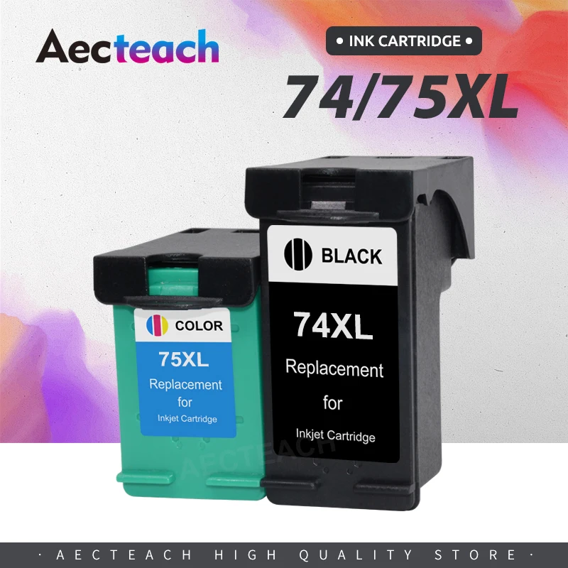 Aecteach-cartucho de tinta de repuesto 74 75 XL, para HP 74xl 75XL, para hp Photosmart C4200 C4280 C4345 C4380 C4385 C4480 J5780 J6480
