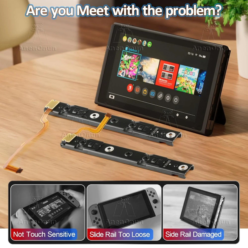 Riel deslizante de consola para interruptor, Kit de repuesto Premium, consola con Sensor, Cable flexible, pista de Metal izquierda/derecha, piezas de reparación duraderas - imagen 2