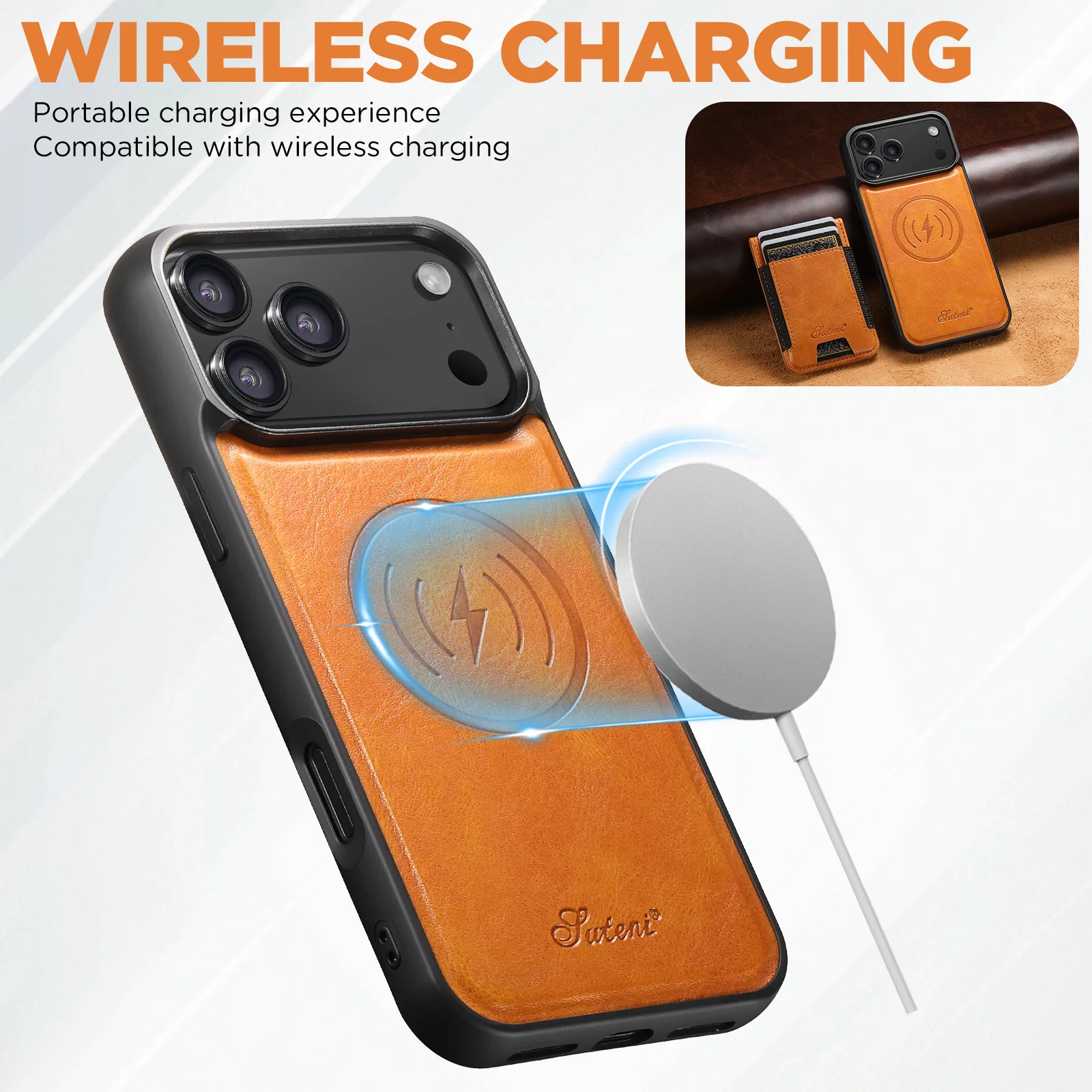 Funda con soporte tipo billetera magnética para iPhone 17 Air Pro Max 16 15 14 13 12 Plus, funda de cuero con soporte Mag-safe, Fundas a prueba de golpes - imagen 5