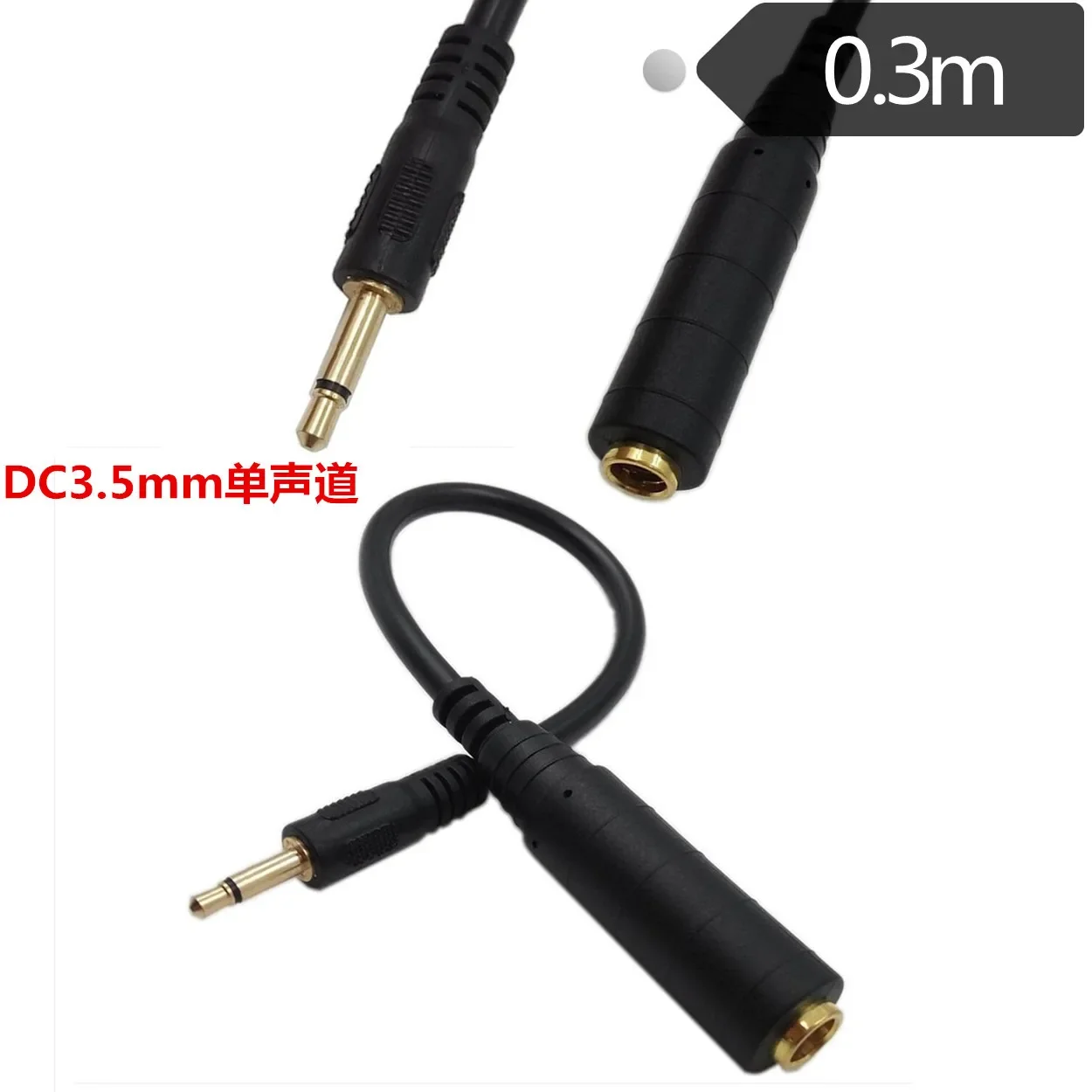 Detalle de los conectores estéreo del adaptador