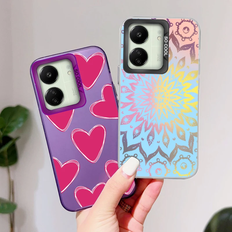 Funda de teléfono con corazón de amor para Xiaomi Poco C65, carcasa mate suave de TPU a prueba de golpes, carcasa trasera dura de PC para Poco C65 PocoC65 - imagen 3