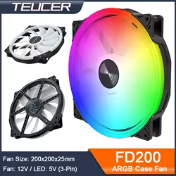 TEUCER FD200 200mm ARGB ventilador con cubierta de computadora 5V 3PIN ventiladores de refrigeración LED accesorios de caja de PC de escritorio