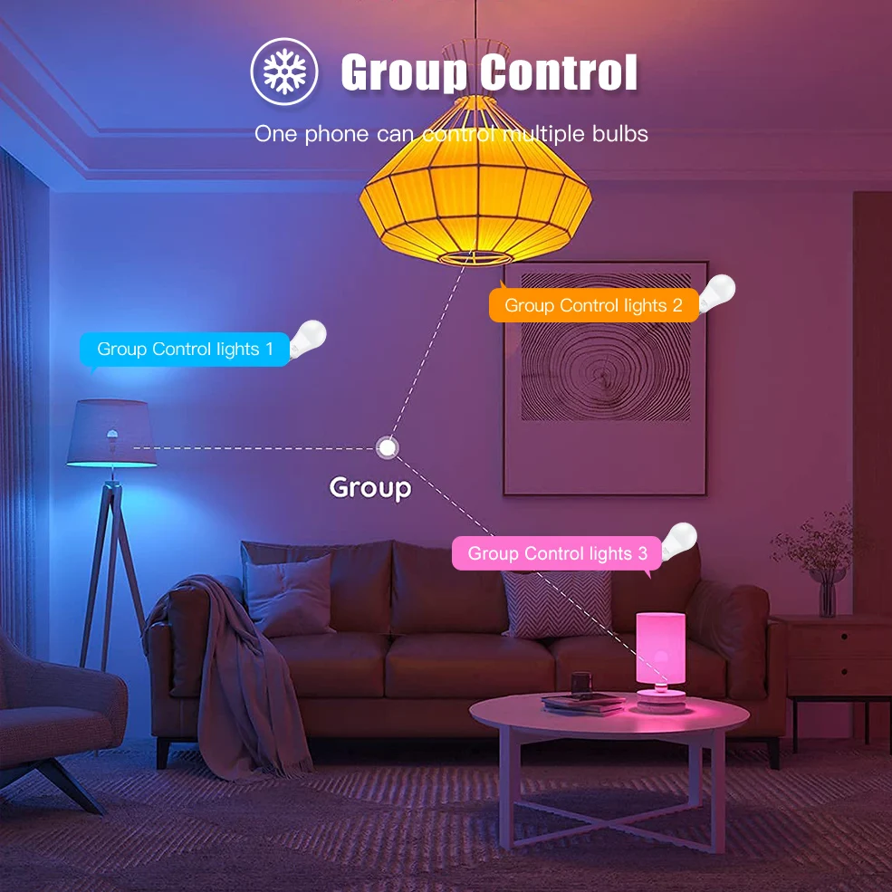 Tuya 15W 18W WiFi bombilla inteligente E27 RGB lámpara LED inteligente regulable lámpara de noche blanca cálida Google Home Alexa Control de voz - imagen 5