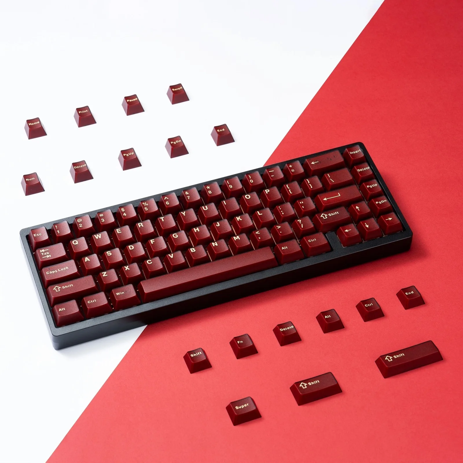Teclas ABS semitransparentes con perfil de cereza roja Pyga, teclas translúcidas de doble disparo, 120 teclas para teclado para juegos Cherry MX Switch