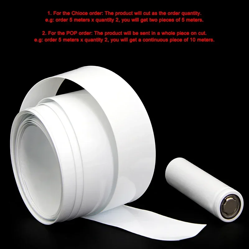 Paquete de batería de tubo termorretráctil de PVC 18650, ancho blanco 29,5mm ~ 250mm, película de protección aislada, envoltura de funda de litio, funda de Cable - imagen 4