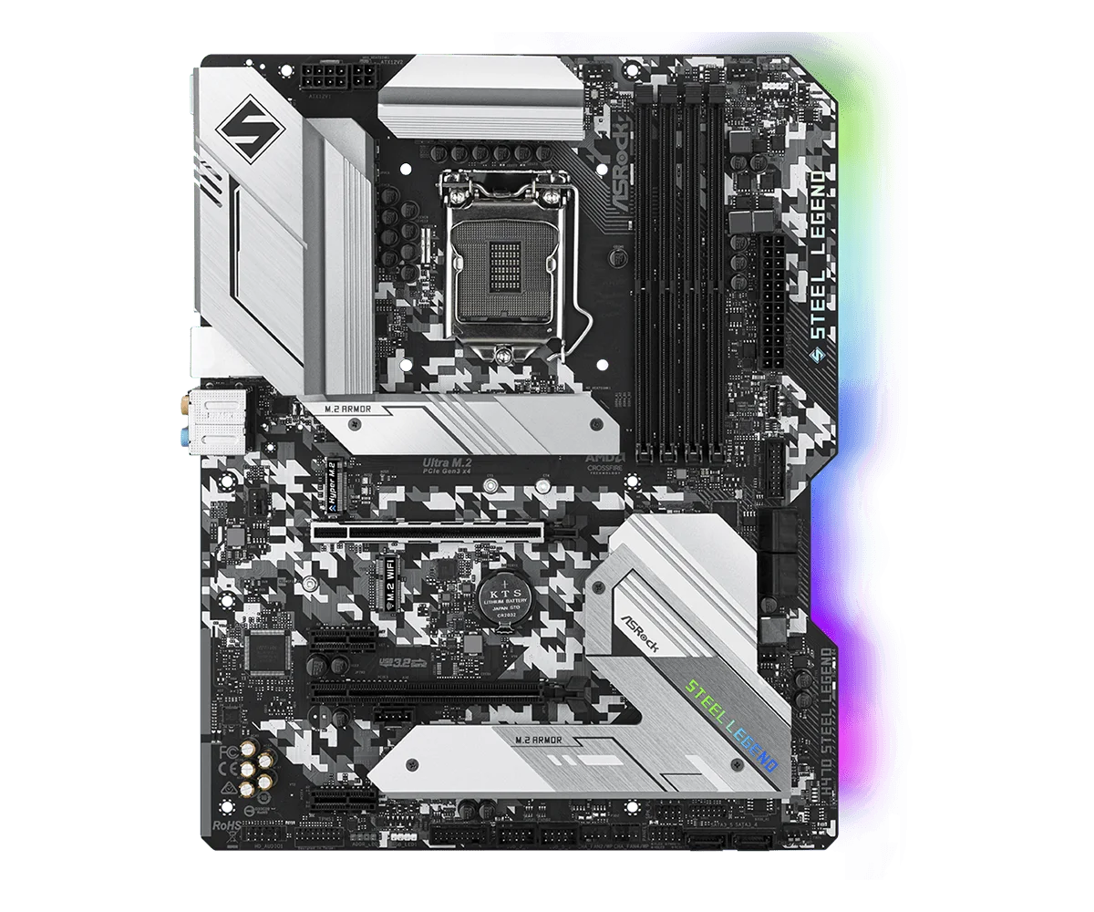 Placa base ASRock H470 Steel Legend Intel H470 LGA 1200 compatible con i9-11900F i5-11400F i3-10100F i3-10105 cpu M.2 NVMe SSD ATX - imagen 2