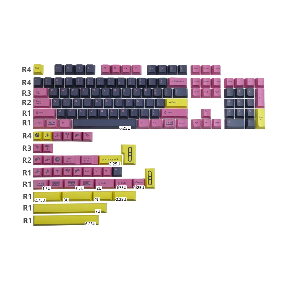 GMK Retrowave PBT Keycap 142 teclas Cherry Profile DYE Subbed Keycaps para Filco DUCK Ikbc Anne MX Switch Teclado mecánico - imagen 2