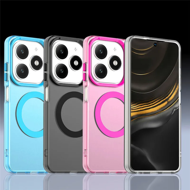 Para Tecno Spark 20 funda para Tecno Spark 20 20C cubierta Color caramelo translúcido mate magnético parachoques a prueba de golpes para Spark 20 20C