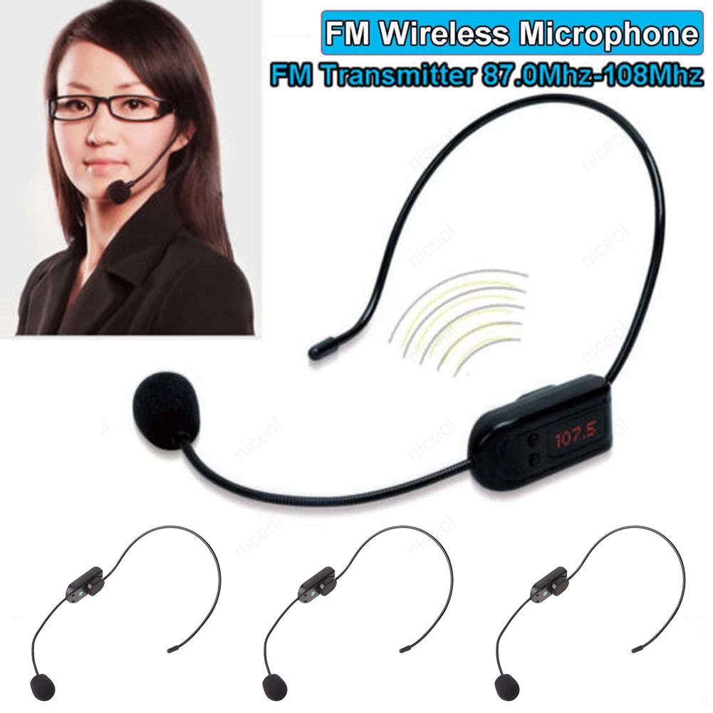 Micrófono inalámbrico FM portátil, megáfono de Radio, micrófono para altavoz/Enseñanza/guía de turismo/promoción de ventas/reuniones
