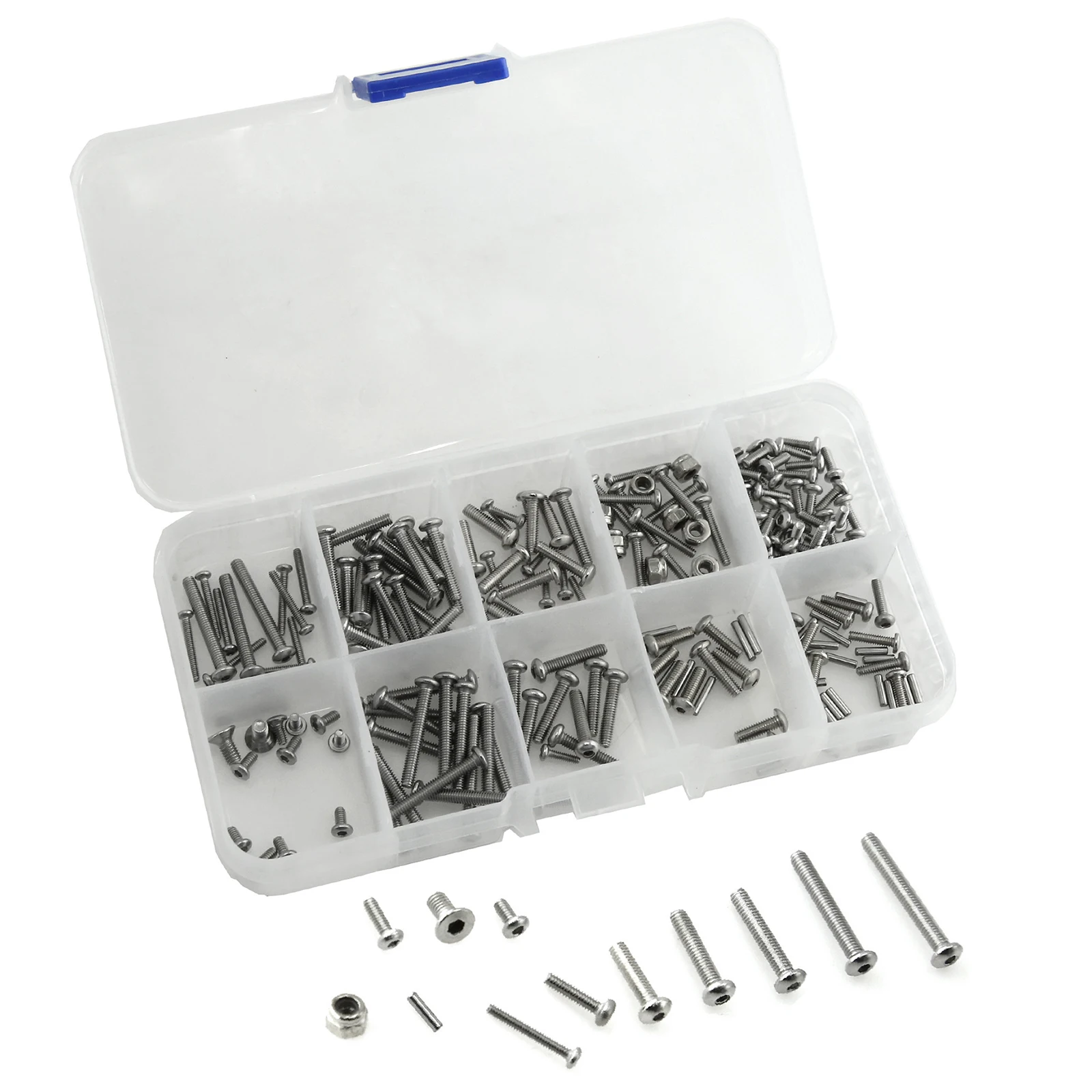 1 caja M1.6 M2 M2.5 tornillos hexagonales de acero inoxidable Kit de herrajes para TRX4M 1/18 coche trepador de control remoto accesorios piezas de reparación de actualización - imagen 3