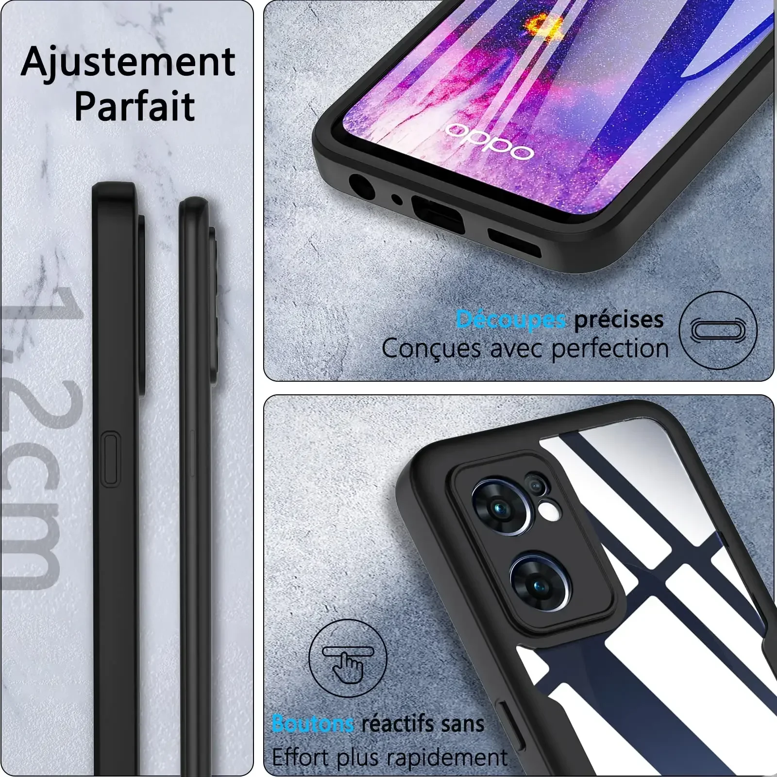 3 en 1 360 ° Funda de protección completa para OPPO RENO 12 Pro 12F 12FS 4G 5G A3 A3X A40 A40M A60 A96 A76 A36 4G 5G acrílico + TPU cubierta de teléfono - imagen 5