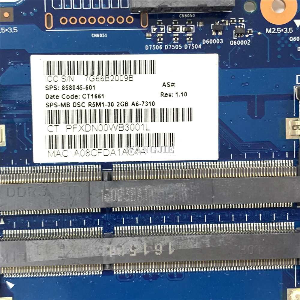 858045-601 858045-001 para HP 14-AN 14-an090 placa base de computadora portátil TPN-I120 6050A2822801 con A6-7310 CPU R5M1-30 2GB GP - imagen 3