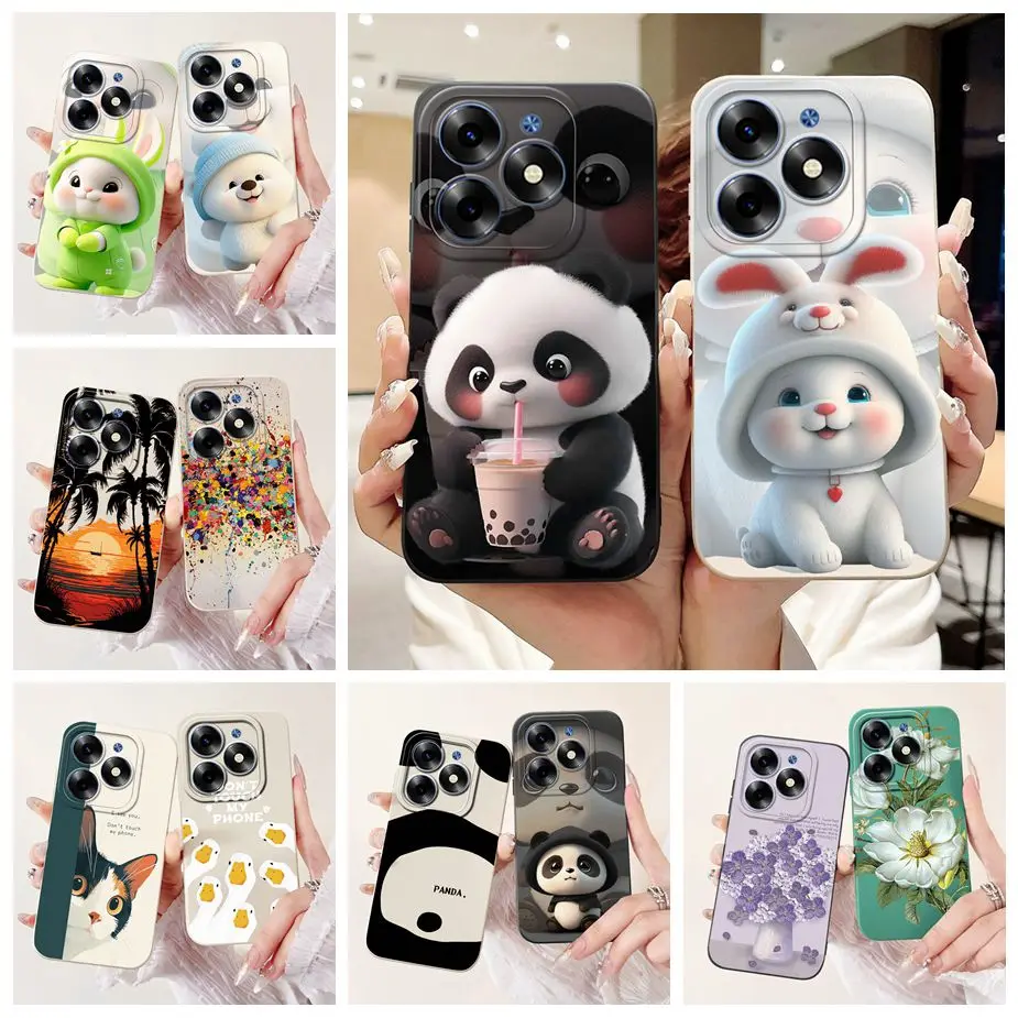 Para Tecno Spark 20 Pro funda KJ6 Linda funda de dibujos animados de Panda funda de silicona suave para Tecno Spark 20C Spark20 Pro Plus bolsas de cubierta trasera