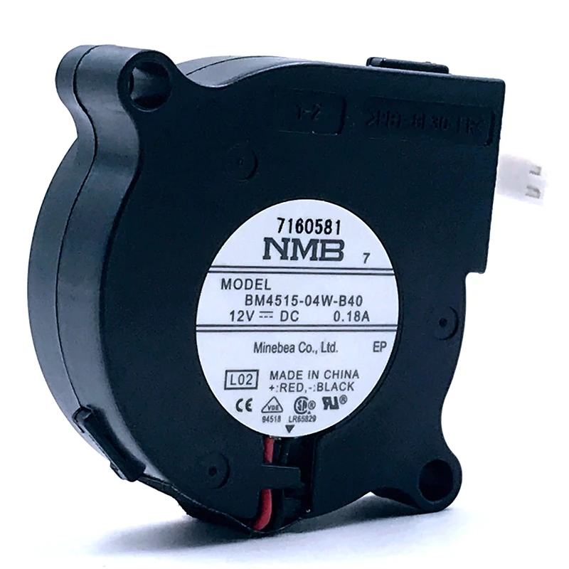 Ventilador centrífugo de Turbo doble rodamiento bolas, nuevo para NMB BM4515-04W-B40 4515, 45x45x15mm, 45mm, 12V, 0.18A - imagen 2