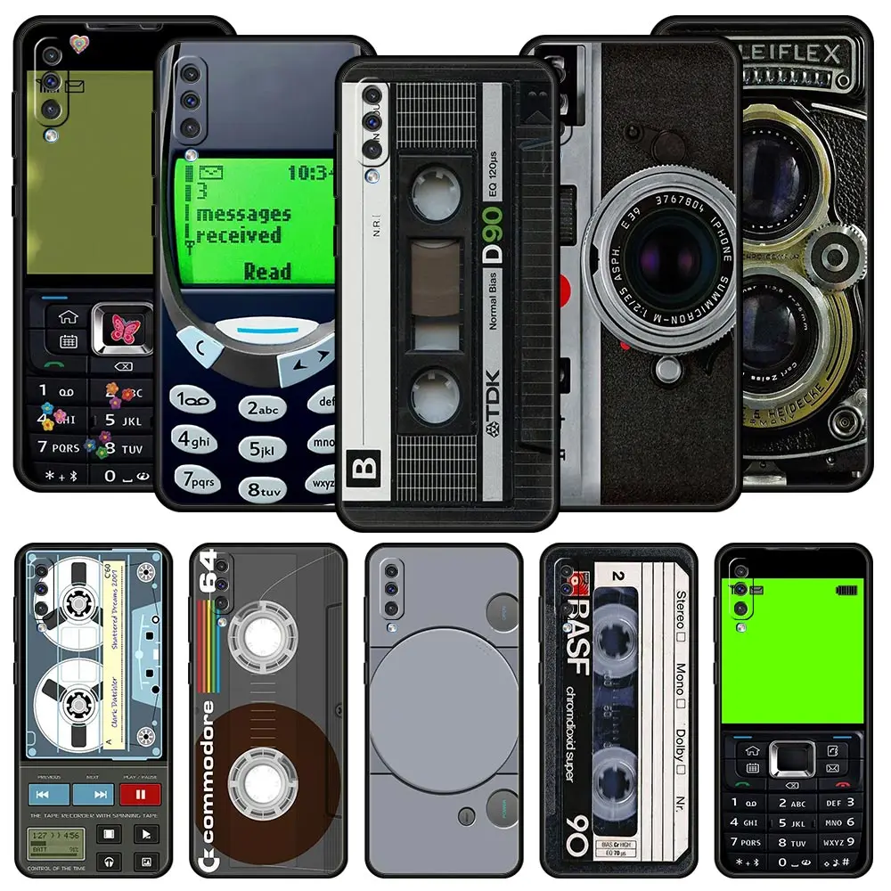 Vintage Cassette Tape Retro Style Case For Samsung A54 A52 A14 A50 A70 A30 A40 A20S A20E A02S A12 A22 A34 A42 A32 5G A04s Cover