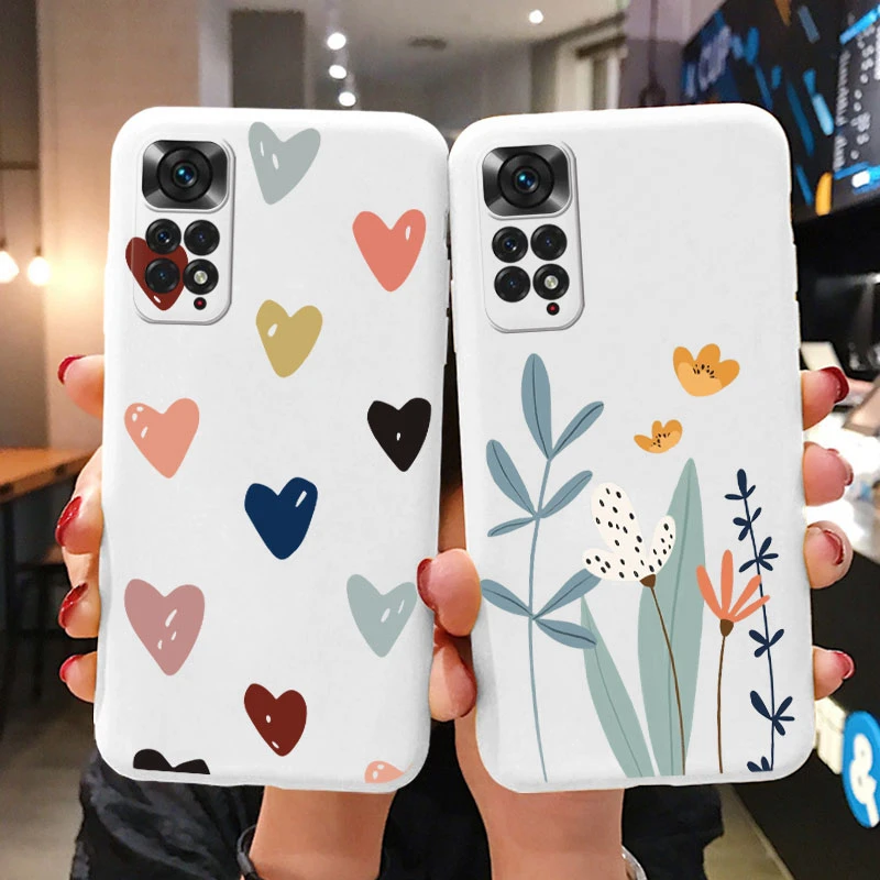 Funda con forma de corazón y flor para Redmi Note 11 11S 4G 11 Pro, bonita funda de silicona suave a prueba de golpes para Redmi Note 11 11Pro - imagen 2