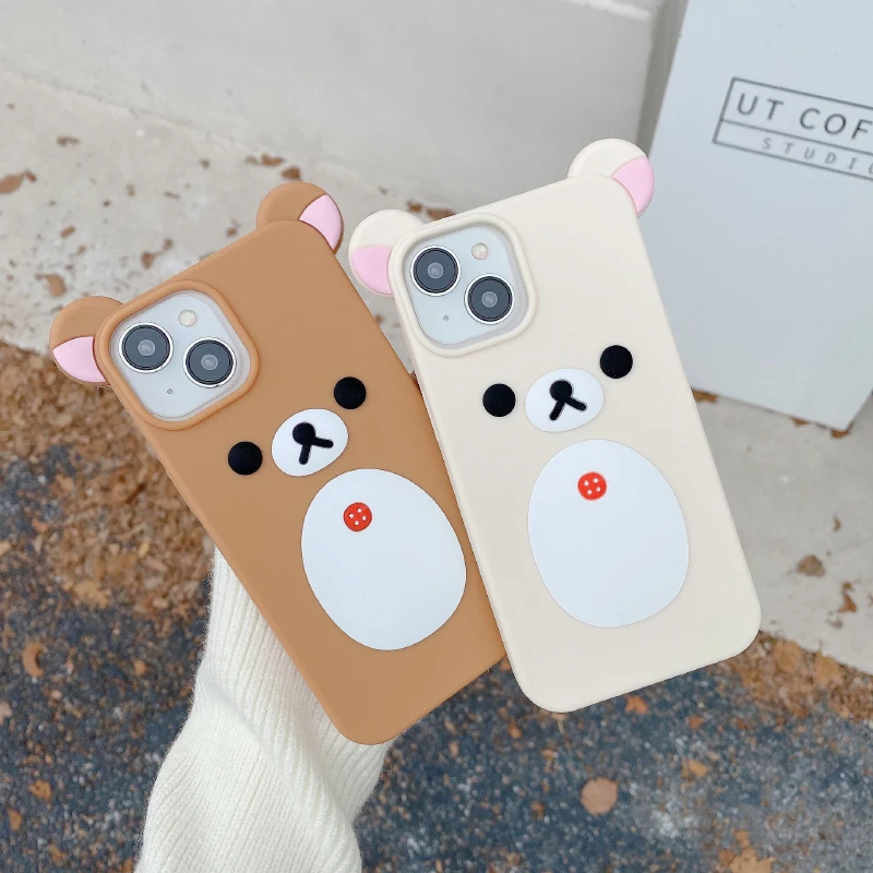 Funda de teléfono de lujo de Color sólido Rilakkuma de silicona suave a prueba de golpes para iPhone 16 Pro Max 14 11 12 13 15 Pro Max cubierta trasera de parachoques - imagen 4