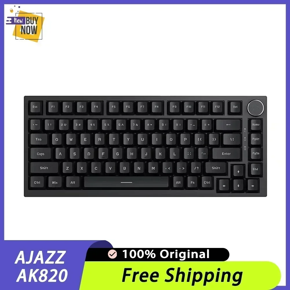 AJAZZ AK820 Pro Teclado mecánico con cable junta de tres modos teclado para juegos intercambio en caliente 0,85 "TFT Screem RGB accesorios para deportes electrónicos ​