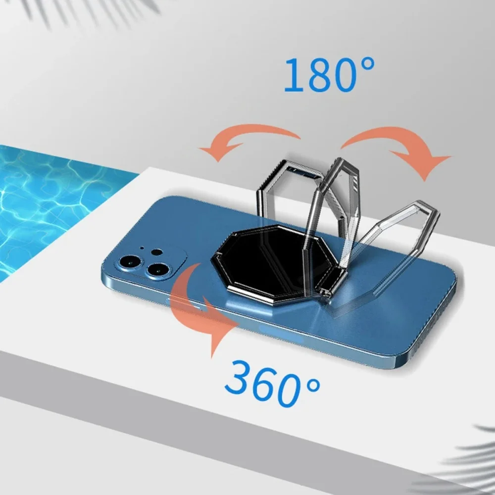 Soporte para teléfono con anillo de Metal ultrafino, plegable, giratorio 360, diseño hexagonal de chismes, Clip para tableta de escritorio multiángulo para ver - imagen 5