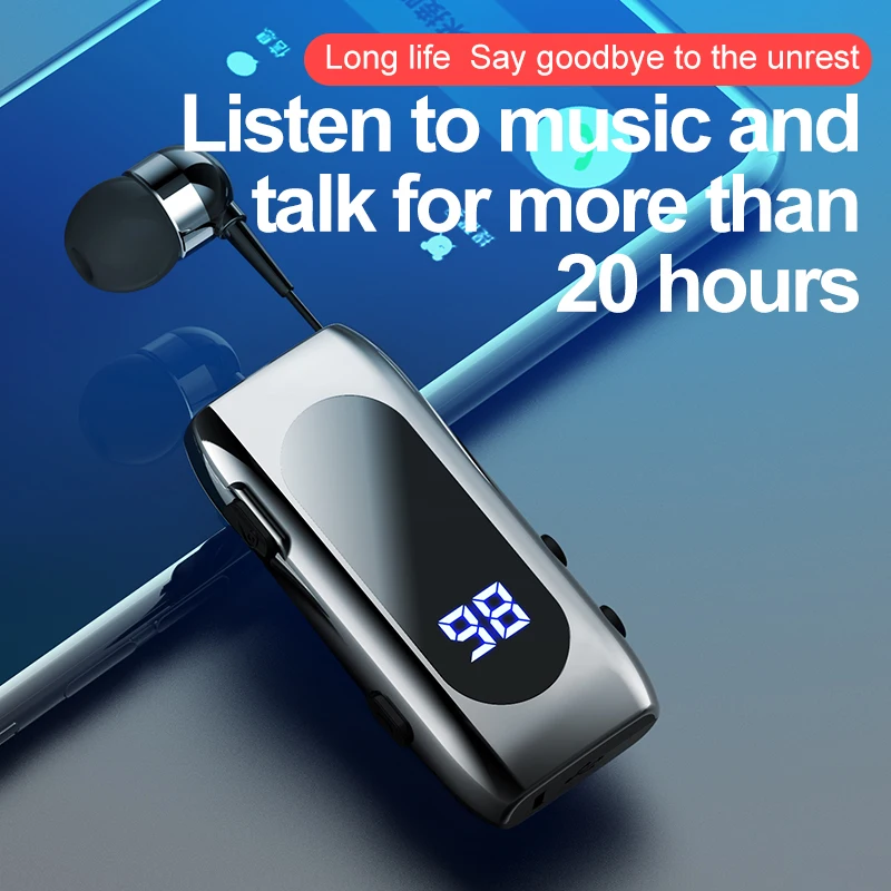 K55 Lavalier Business Bluetooth 5,2 auriculares tiempo de conversación/música 20 horas, pantalla Digital LED, auriculares inalámbricos con cancelación de ruido - imagen 3